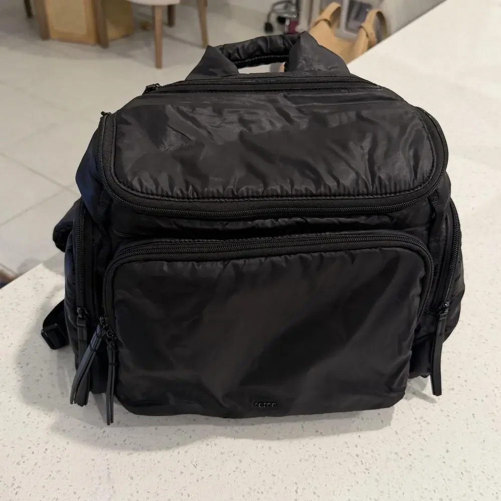 Caraa Baby Nylon Diaper Bag Backpack Insulated Bottle Pocket Travel in Black